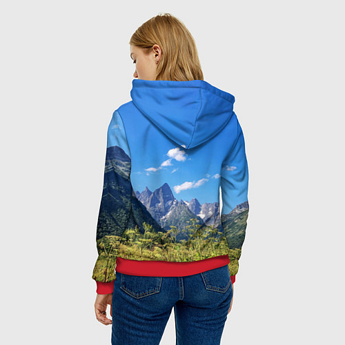 Женская толстовка Горы России с флагом России / 3D-Красный – фото 4