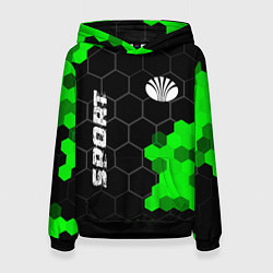 Толстовка-худи женская Daewoo green sport hexagon, цвет: 3D-черный