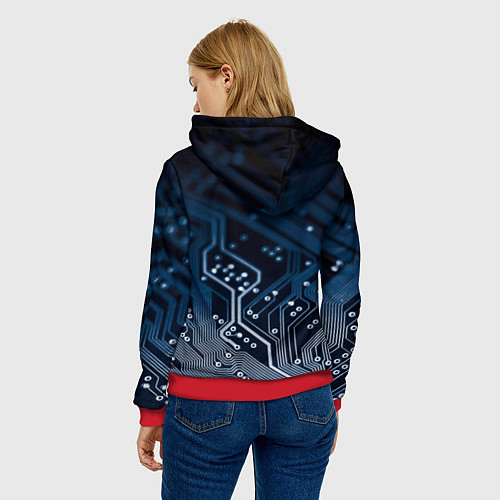 Женская толстовка Дорожки платы / 3D-Красный – фото 4