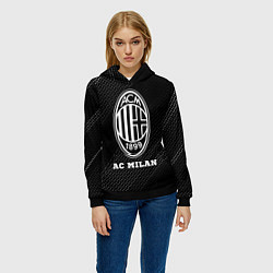 Толстовка-худи женская AC Milan sport на темном фоне, цвет: 3D-черный — фото 2