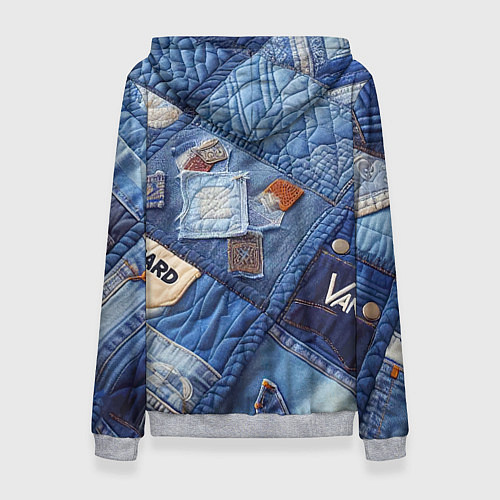 Женская толстовка Vanguard jeans patchwork - ai art / 3D-Меланж – фото 2