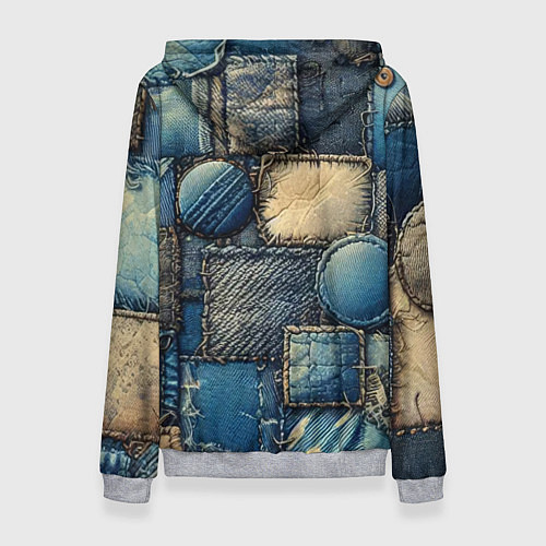 Женская толстовка Denim patchwork - ai art / 3D-Меланж – фото 2