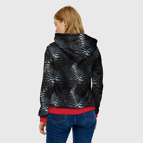 Женская толстовка Блестящая металлическая броня / 3D-Красный – фото 4