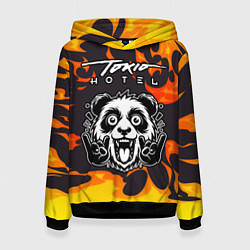 Толстовка-худи женская Tokio Hotel рок панда и огонь, цвет: 3D-черный
