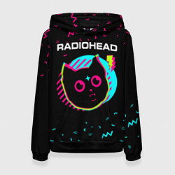 Толстовка-худи женская Radiohead - rock star cat, цвет: 3D-черный