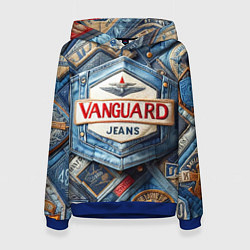 Толстовка-худи женская Vanguard denim patchwork - ai art, цвет: 3D-синий