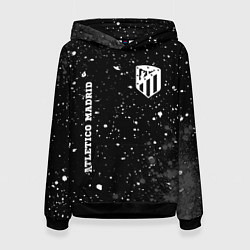 Толстовка-худи женская Atletico Madrid sport на темном фоне вертикально, цвет: 3D-черный