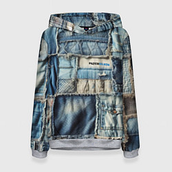 Толстовка-худи женская Patchwork denim - vogue, цвет: 3D-меланж