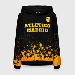 Толстовка-худи женская Atletico Madrid - gold gradient посередине, цвет: 3D-черный