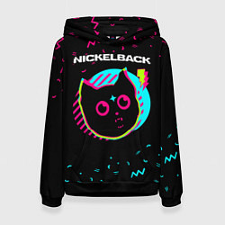 Толстовка-худи женская Nickelback - rock star cat, цвет: 3D-черный