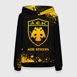 Толстовка-худи женская AEK Athens - gold gradient, цвет: 3D-черный