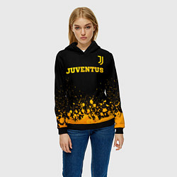 Толстовка-худи женская Juventus - gold gradient посередине, цвет: 3D-черный — фото 2
