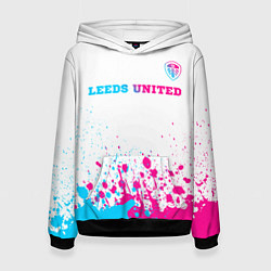 Женская толстовка Leeds United neon gradient style посередине