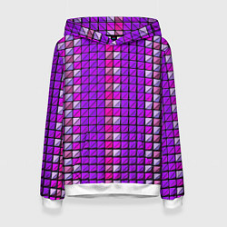 Толстовка-худи женская Фиолетовые плитки, цвет: 3D-белый