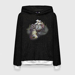 Толстовка-худи женская Разбитый противогаз радиация, цвет: 3D-белый