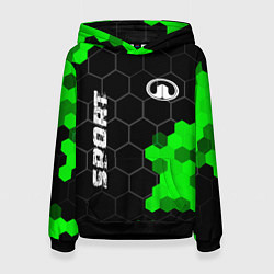 Толстовка-худи женская Great Wall green sport hexagon, цвет: 3D-черный