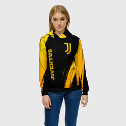 Толстовка-худи женская Juventus - gold gradient вертикально, цвет: 3D-черный — фото 2