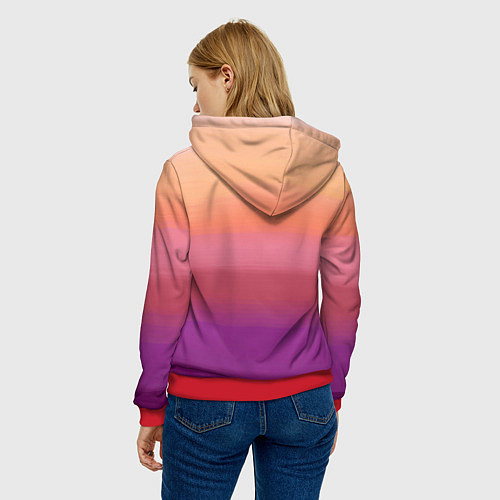 Женская толстовка Абстракция градиент на закате дня / 3D-Красный – фото 4
