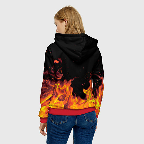Женская толстовка Карина - имя в огне / 3D-Красный – фото 4