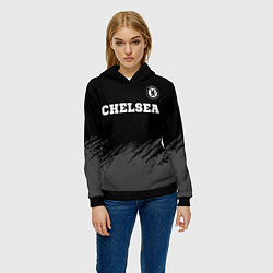Толстовка-худи женская Chelsea sport на темном фоне посередине, цвет: 3D-черный — фото 2