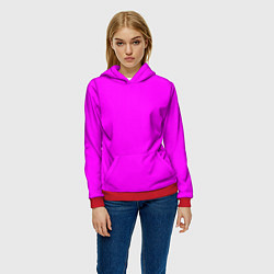 Толстовка-худи женская Яркий розовый, цвет: 3D-красный — фото 2