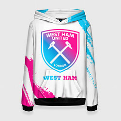 Толстовка-худи женская West Ham neon gradient style, цвет: 3D-черный