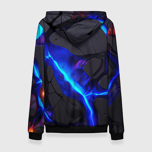 Женская толстовка Темный синий неон из разлома плит / 3D-Черный – фото 2