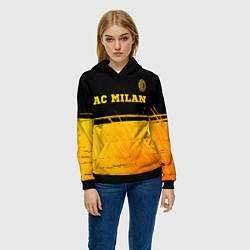 Толстовка-худи женская AC Milan - gold gradient посередине, цвет: 3D-черный — фото 2