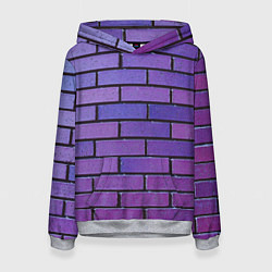 Толстовка-худи женская Кирпичная стена фиолетовый паттерн, цвет: 3D-меланж