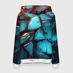 Толстовка-худи женская Синие объемные плиты, цвет: 3D-белый