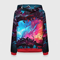 Толстовка-худи женская Абстрактные краски во взрыве, цвет: 3D-красный