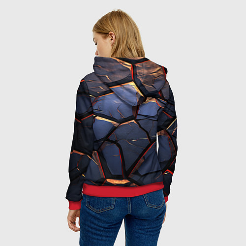 Женская толстовка Темная абстрактная объемная плитка / 3D-Красный – фото 4