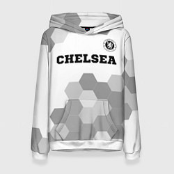 Толстовка-худи женская Chelsea sport на светлом фоне посередине, цвет: 3D-белый