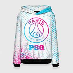 Толстовка-худи женская PSG neon gradient style, цвет: 3D-черный