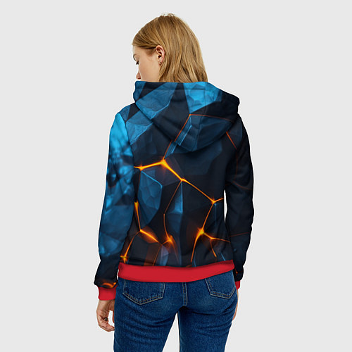 Женская толстовка Разлом плит с оранжевым свечением / 3D-Красный – фото 4