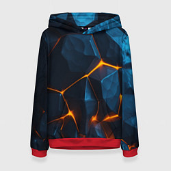 Толстовка-худи женская Разлом плит с оранжевым свечением, цвет: 3D-красный