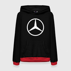 Толстовка-худи женская Mercedes benz logo white, цвет: 3D-красный