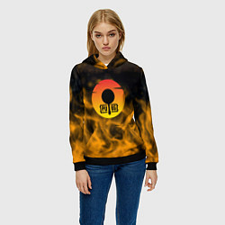 Толстовка-худи женская PUBG огненный стиль, цвет: 3D-черный — фото 2