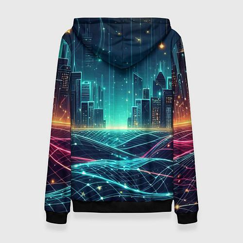 Женская толстовка Metropolis - vaporwave neon glow / 3D-Черный – фото 2