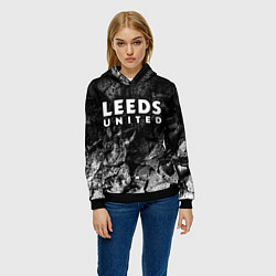 Толстовка-худи женская Leeds United black graphite, цвет: 3D-черный — фото 2
