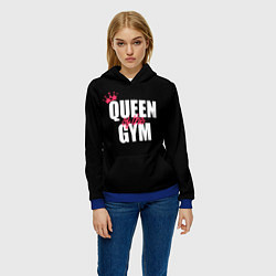 Толстовка-худи женская Queen of the gym - crown, цвет: 3D-синий — фото 2