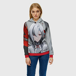 Толстовка-худи женская Arlecchino Genshin Impact, цвет: 3D-красный — фото 2