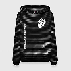 Толстовка-худи женская Rolling Stones metal rock lines, цвет: 3D-черный