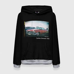 Толстовка-худи женская Ретро автомобиль Cadillac Eldorado 1959 года, цвет: 3D-меланж