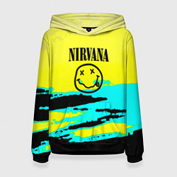 Толстовка-худи женская Nirvana краски кислотные, цвет: 3D-черный