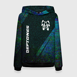 Толстовка-худи женская Deftones glitch blue, цвет: 3D-черный