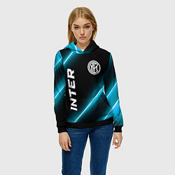 Толстовка-худи женская Inter неоновые лампы, цвет: 3D-черный — фото 2