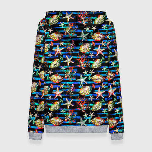 Женская толстовка Морская жизнь под водой паттерн / 3D-Меланж – фото 2