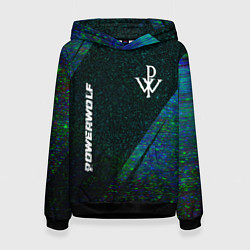 Толстовка-худи женская Powerwolf glitch blue, цвет: 3D-черный
