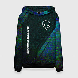 Толстовка-худи женская Evangelion glitch blue, цвет: 3D-черный
